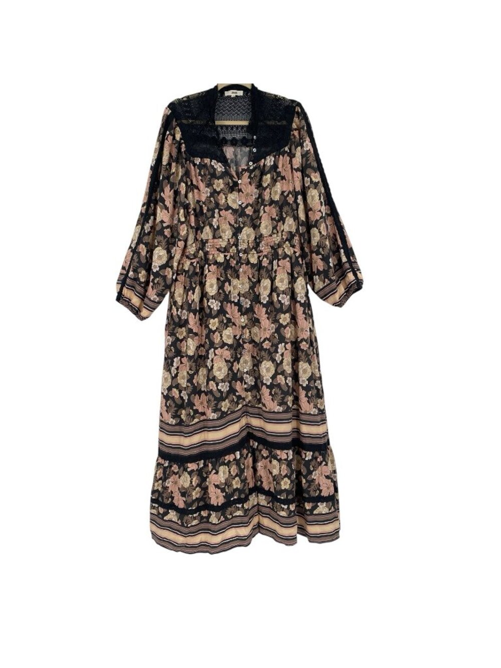 Jaase Size 16 Adele Print Evangeline Maxi Dress Floral Peasant Boho Cottage